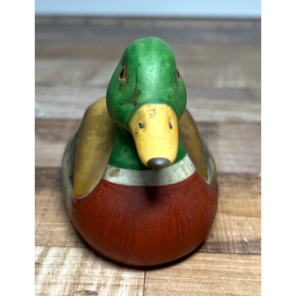Hand-Painted Ceramic Mallard Duck Decorative Figurine 6" Vintage Folk Art - Picture 2 of 4